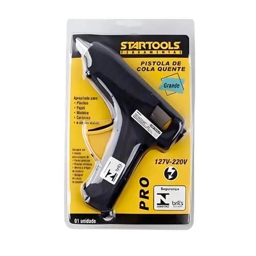 Pistola Cola Quente Grande Bivolt 15W Alta Potencia Rapida Precisao Preta