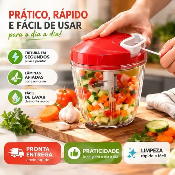 Mini Processador de Alimentos Manual,Cores Verde,Vermelho e Cinza-Sortido