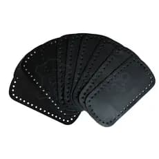 10 FUNDO PARA BOLSA EM CROCHÊ COURO LEGÍTIMO 22,5 x 11,5cm - PRETO