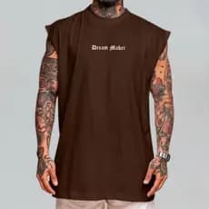 Regata Masculina Oversized Estampada Para Treino Academia 100% Algodão Confortavel