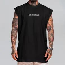 Regata Masculina Estampada Overzised Para Treino Academia 100% Algodão Machão