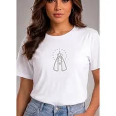 Camiseta Feminina Cristã Católica Virgem Maria Nossa Aparecida BabyLook Estampa Jesus