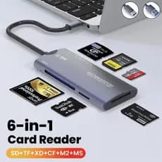 Leitor De Cartão 6 Em 1 USB Type C Para TF SD CF MS M2 XD De Memória Transferência De Alta Velocidade Celular PC Acessór