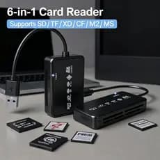 Leitor De Cartão De Memória USB Tipo-C 480Mbps Externo 6 Em 1 SDHC MMC M2 MS XD CF TF Adaptador De Para Câmera Digital
