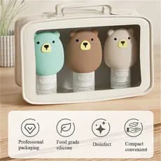 Dispensador De Loção De Silicone , 2 Peças , 60/70ml , Urso De Desenho Animado , Portátil , Viagem , Bomba Vazia , Shamp