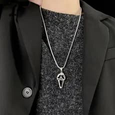 Sun Pendant Necklace Stainless Steel Scream Skull Vintage Hop Punk Jewelry for Men and Women Fashion Accessories for A for Any