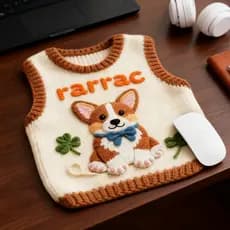 Travel Mouse Pad Sweater Design Knitted Print Non-slip Waterproof Desk Mat for Home Office Gaming Laptop Computer Access
