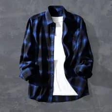 Camisa Masculina Primavera Xadrez Impressão Mangas Compridas Contraste Cores Turn-down Colarinho Lapela Quente Single-br
