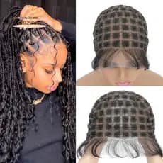 Boné De Peruca Trançada Sem Cola Para Mulheres Negras – Crochê De Renda Dupla Completa Com Respirável Cabelo De Bebê