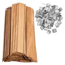 100 Conjuntos De Pavio De Vela 0.5x5.12 Polegada Pavios De Madeira Natural Para Fazer Velas , DIY Sem Fumaça Clipes De B