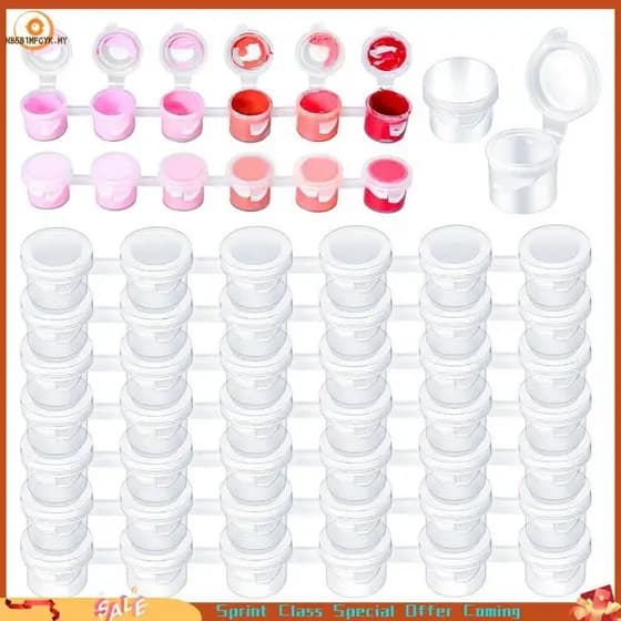 [Best-seller] 100 Tiras 600 Potes De Tinta Vazios Pintura Para Salas De Aula Escola Artes Artesanato Suprimentos , 3ml/0