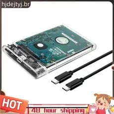 2.5 Polegada HDD SSD Caso SATA Para USB 3.1 Tipo C 4TB Transparente Disco Rígido Externo Habitação Compatível UASP III P