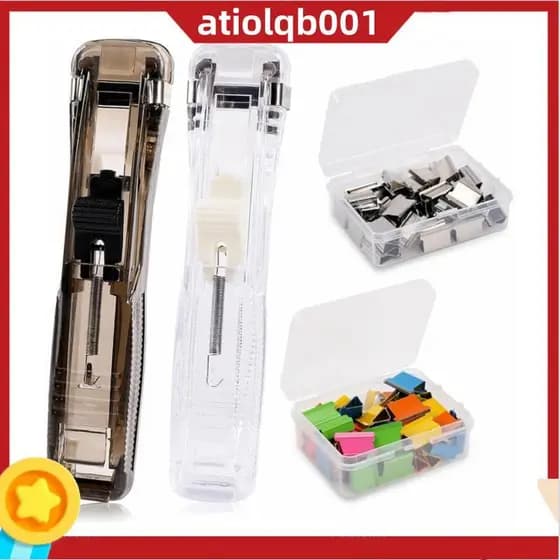 Dispensador De Clipe De Molusco De Papel Portátil (2 Unidades) Com Recargas De 100 Mini Grampeador
