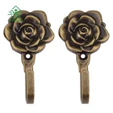 2 Peças De Metal Rosa Flor Cortina Amarração Traseira Suportes Ganchos De Parede Decoração