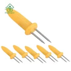 6 Peças De Milho Rack Na Espiga Espetos De Garfo De Aço Inoxidável Com Alça De Silicone