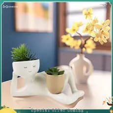 hhuuele1 Lazy Guy Plantador Resina Preguiçoso Pequeno Personagem Vaso De Flores Deitado Figura Jardim