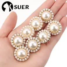 SUEBR 10Pcs Botões De Vestuário Pérola Costura De Alta Qualidade Ornamentos Acessórios