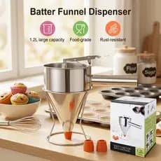 Dispensador De Bolo De Panqueca Funil De Cozinha Com Suporte Tamanha De Aço Inoxidável Inox Dosador Para Líquidos