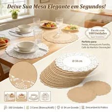 100 Folhas Almofadas De Mesa De Papel 34cm Redondo Rendas Tapetes Decorativos Doilies Multiuso SHOPSKC3654