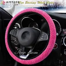 MIOSHOP Capa Do Volante Carro Proteção De Inverno Pelúcia Quente