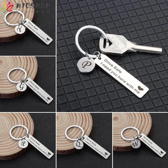 MIOSHOP Drive Safe Keychain Aniversário Namorado Namorada Casais De Aço Inoxidável Decoração Amante Presentes
