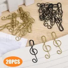 [Destaque] 20 Pcs Porta-Livros Criativos/Simples Clip De Papel Para Notas Musicais Metálicas/Grampos Fotos/Papelaria Estudantes/Material De Escritório Escolar