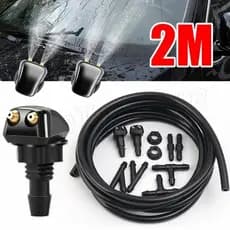 Conjunto 2/1M Mangueira De Pulverização Do Limpador De Pára-Brisas Para Automóveis-De Água De Borracha-Junta Conector T Y Splitter-Bocal-Acessórios Limpadores Automáticos
