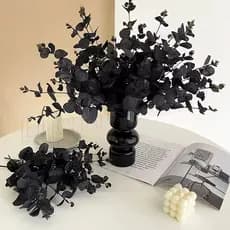 3/1pcs Decoração De Halloween Flores Artificiais-Folhas De Eucalipto Pretas-Hastes-Buquê De Festa Mesa Casamento