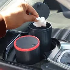 [Featured] Recipiente De Lixo Pequeno-Lixeira Com Tampa-Lata Para Carro-Grande Capacidade , Impermeável , Tipo Prensa-Balde De Armazenamento-Acessórios Interiores