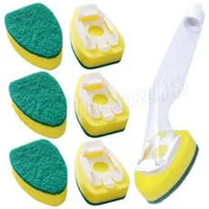 Ferramenta De Limpeza Para Lavagem De Lavatório De Cozinha/Escova De 3 Em 1 Com Cabo Longo Cabeça De Removível/Dispensador De Sabão De Esponja Louça De Líquido De Refil /
