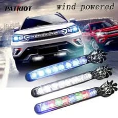 1/2 Pcs Energia Eólica Para Carros LED DRL Lâmpada Ambiente Automática Sem Necessidade De Fonte De Alimentação Externa Luzes De Corrida Diurna Faixa Branca Azul Farol Acessórios De Estilo Automático