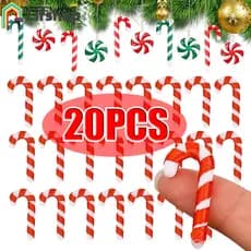 [Xmas] Bengala De Papai Noel-Bastão De Doces De Plástico De Natal-Mini Muletas De-Enfeites Pendurados Em Árvore Pingente
