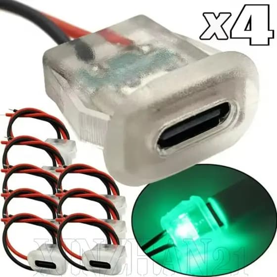 Conector Fêmea USB Tipo C De 2 Pinos-De Chassi 3A-Com Luzes LED-Porta De Alimentação À Prova D'água-Tomada De Carregamen