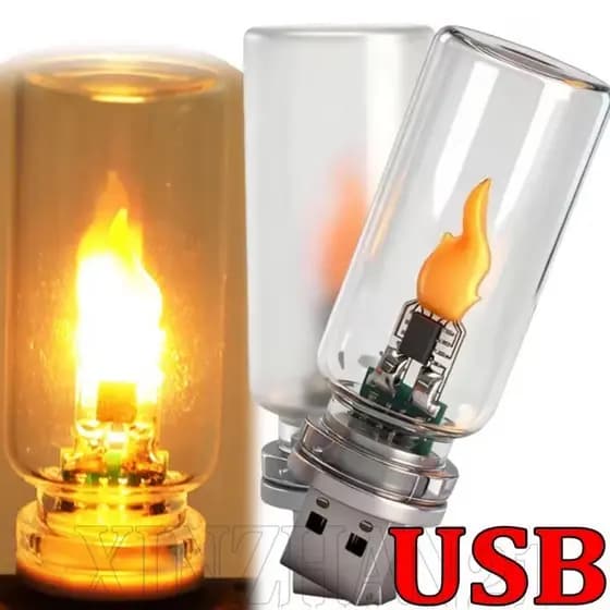 Lâmpada De Atmosfera Interior Do Carro-Mini Iluminação Decorativa De Humor-Luz De Efeito De Chama Led USB-Velas De Flash