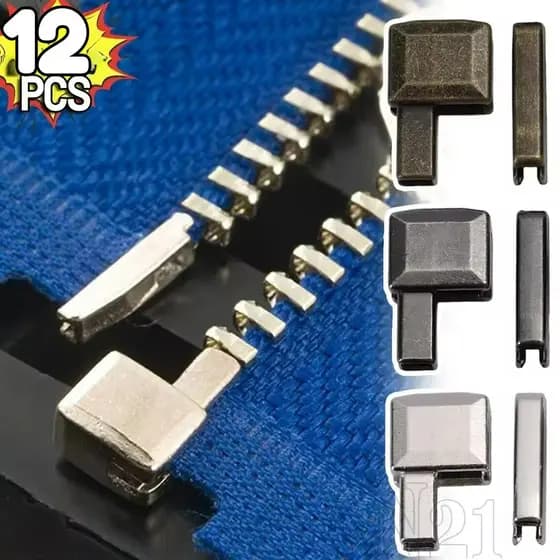 Kit De Reparo De Zíperes De Metal Resistente De 12 Peças-Rolha Extremidade Aberta-Para Bolsas De Roupas-Ferramentas De F