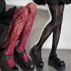 Doce , Y2k , Fofo-Meia-Calça Japonesa Fina Primavera Outono – Macia , Confortável , Altamente Elástica Arrastão De Renda