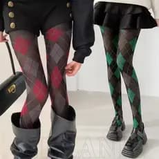 Meia-Calça Com Padrão Xadrez – Para Mulheres , Meninas , Festa , Uso Diário JK , Estilo Japonês , Vintage Meias Altas Na