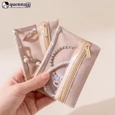 QUENNA Jóias Zíper Bolsa De Armazenamento Brinco Pulseira Colar Organização Saco Viajar Organizador Embalagem E4P7
