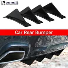 QUENNA 4 Pçs Universal Carro Amortecedor Traseiro Lábio Difusor Fin Guarnição Gloss Preto ABS Pára-Choques Barbatana De