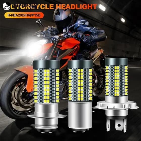 QUENNA H4/H6/BA20D/P15D 12V-24V 6000K LED Lâmpada Da Motocicleta Farol 126smd Chips Lâmpadas Do Carro Hi Lo Luz H2X2