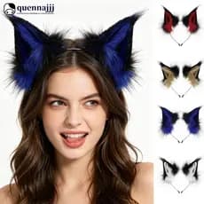 QUENNA Artesanal De Pele Sintética Raposa Lobo Orelhas Bandana E Cauda Conjunto Animal Cosplay Traje Acessórios Para Fes