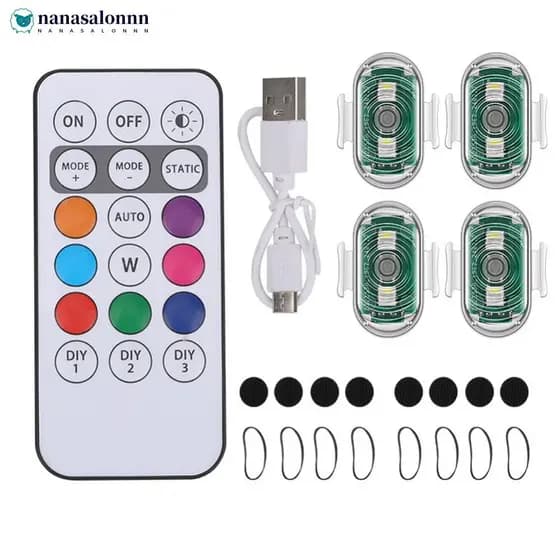 NANASALONNN Motocicleta LED Luz Estroboscópica Flash Controle Remoto Sem Fio Anti-Colisão Lâmpada De Advertência À Prova