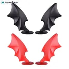 NANASALONNN 2 Peças Decoração De Capacete De Motocicleta Asas De Chifre De Diabo De Borracha Com Ventosas Para Moto Aces