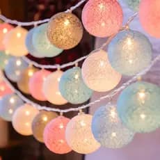 (Decoração De Casa) 20 LEDS Guirlandas Bola De Algodão Luzes De Fadas Corda/Bateria Ou USB Power String