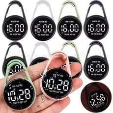 Relógio Eletrônico LED-Com Pingente-Chaveiro Portátil Gota De Água De Bolso Digital Função Luminosa-Para Estudantes Mont