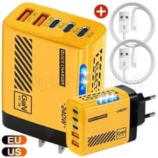 Carregador Rápido De 240 W Tipo C-Adaptador De Parede USB De 5 Portas-Cabeça De Carregamento De Telefone Com Plugue Eua/