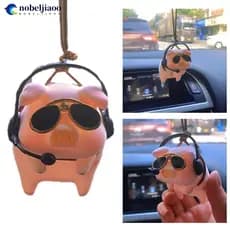 NOBELJIAOO Pingente De Porco Bonito Decoração De Carro Espelho Retrovisor Da Sorte Porquinho Pendurado Ornamento Interior De Automóvel K7L8