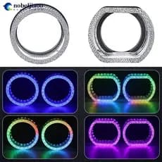 NOBELJIAOO 2.5 "/3 " 5D Carro Cristal Anjo Olhos Máscara LED Halo Anéis Caber Lentes Do Projetor Farol DRL Acessórios D5