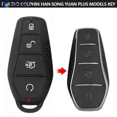 NOBELJIAOO Capa De Chave Remota De Silicone Com 4 Botões Para BYD Golfinho Han Canção Yuan Plus Modelos Fob Antiderrapan