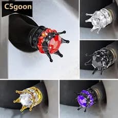 C5GOON Tampas Da Haste Válvula Do Pneu Coroa Carro Com Cristal Brilhante Strass Cromada Veículo Cobre Acessórios D4S5
